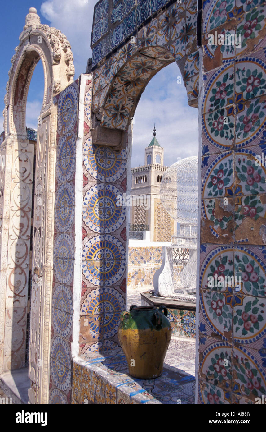 Ez Zitouna mosque ville ancienne Médina Tunis Tunisie Banque D'Images