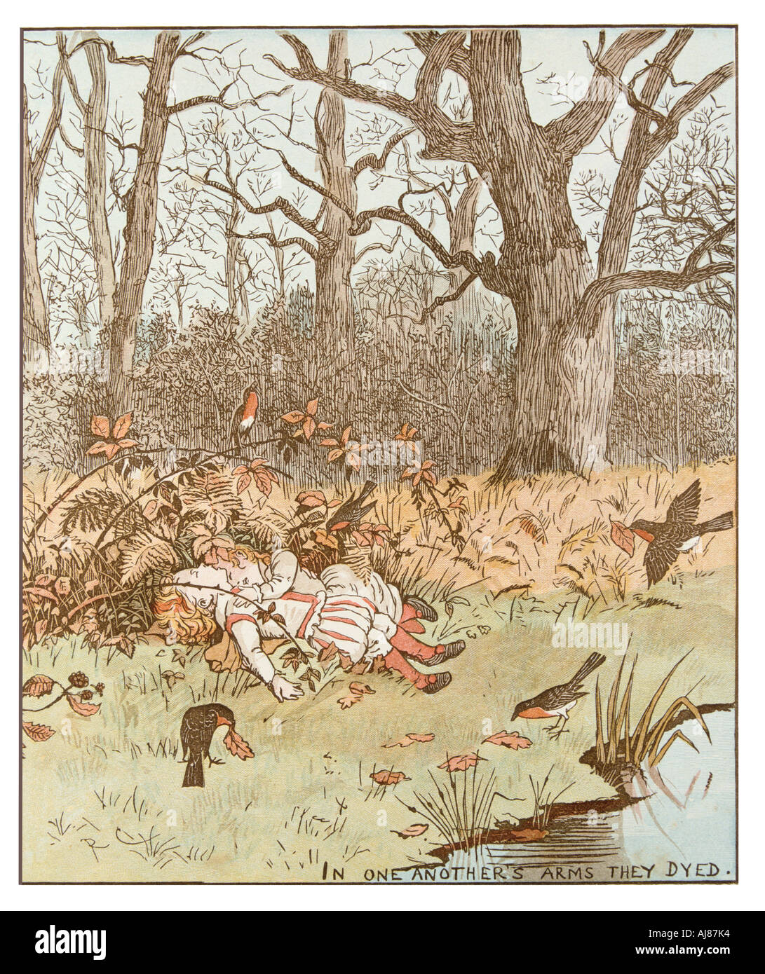 Scène de la Babes in the Wood, 1878. Artiste : Randolph Caldecott Banque D'Images