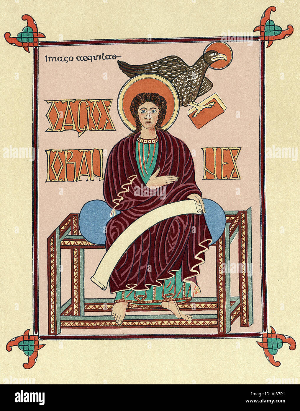 St Jean l'évangéliste de la Lindisfarne (Durham) livre des évangiles, c720. Artiste : Inconnu Banque D'Images