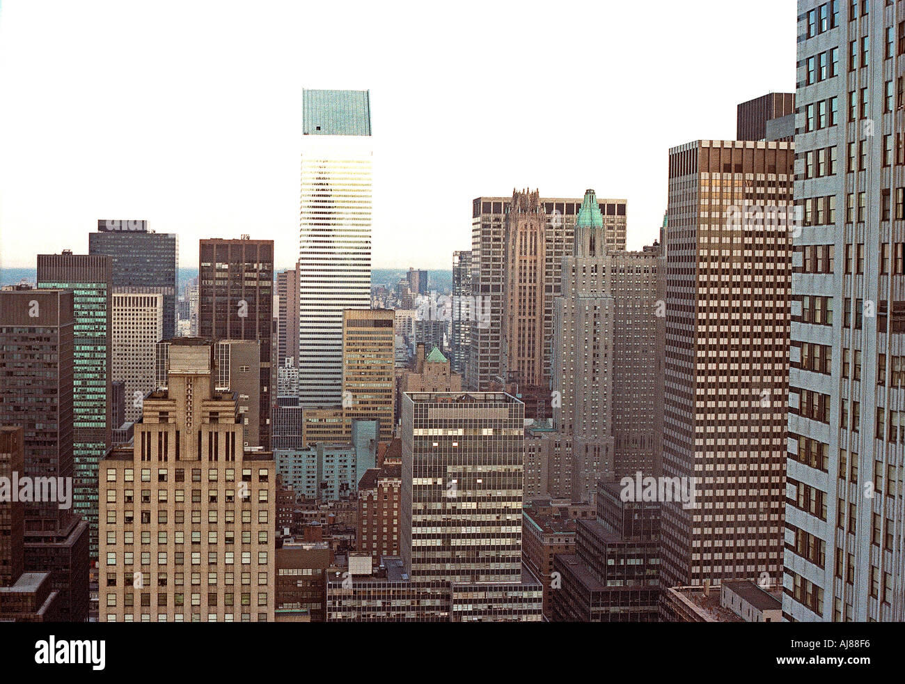 New York City, NY, USA vue des gratte-ciel, Manhattan Skyline, Midtown East Side, bâtiments de la ville, New york des années 1980 Banque D'Images