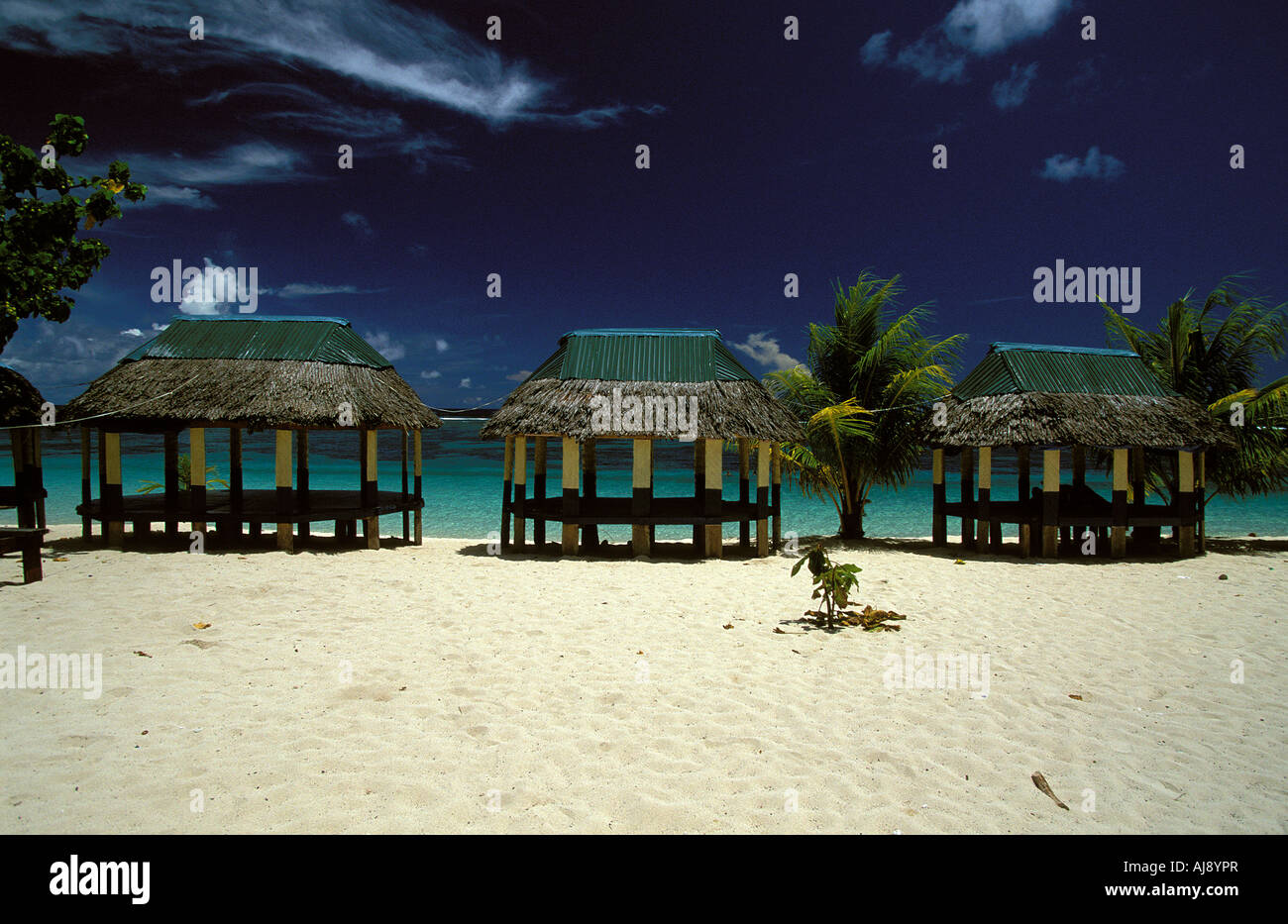Samoa cabines de plage à lalumanu Banque D'Images