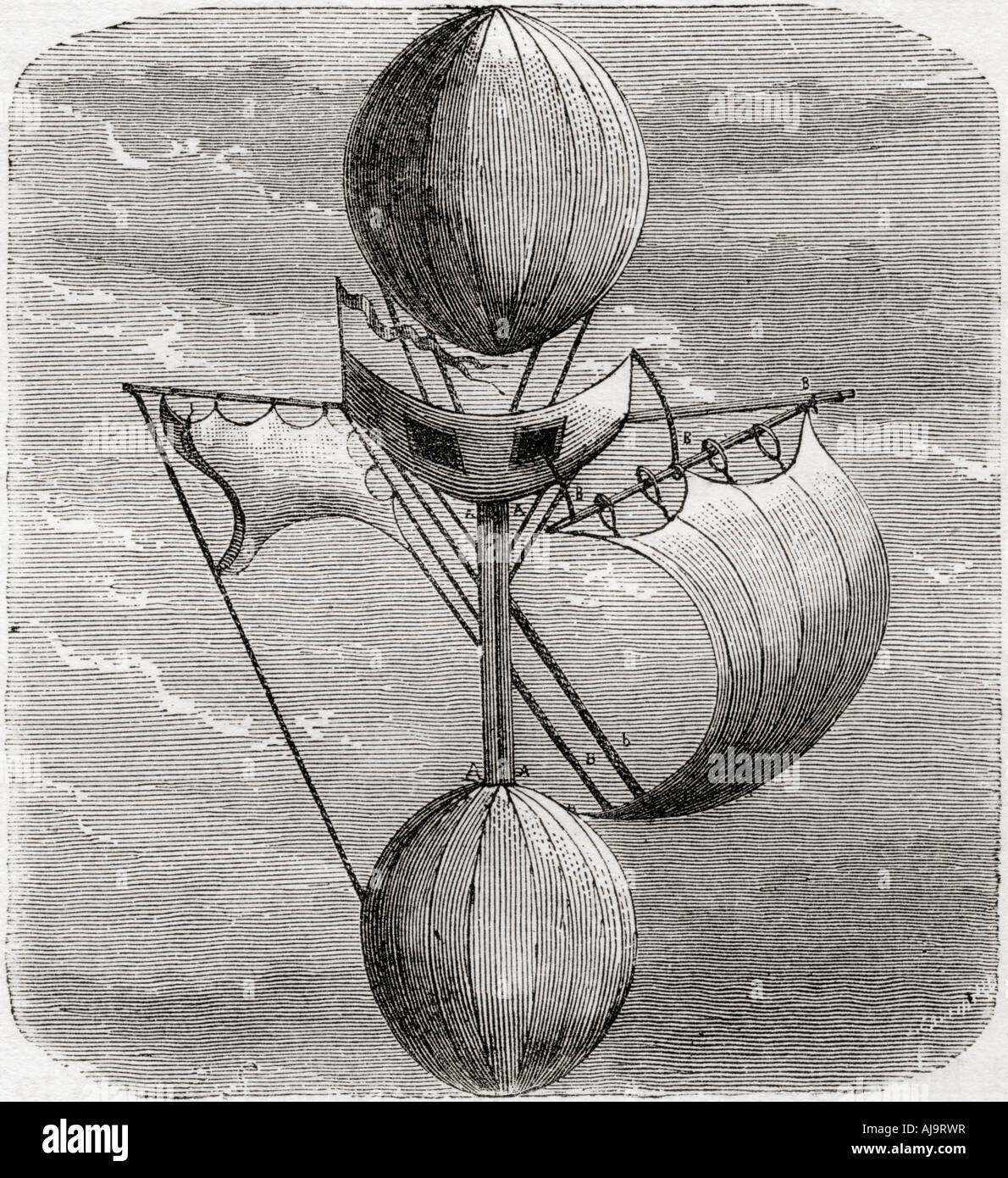 Lana's Flying Machine. Francesco Lana Terzi, 1631-1687. Banque D'Images