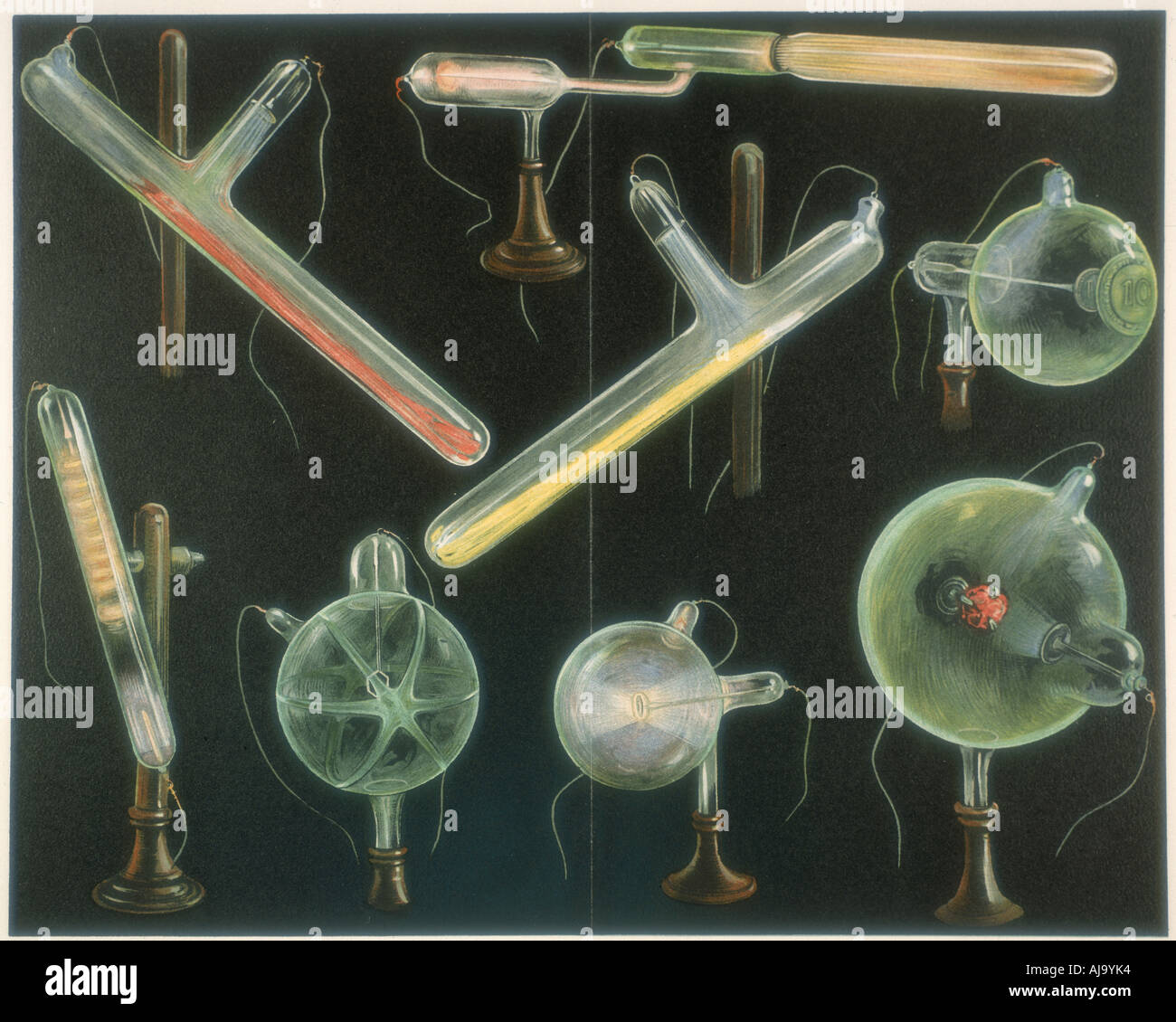 Rechercher la présence de différentes substances dans des tubes à vide de formes, 1903. Artiste : Inconnu Banque D'Images