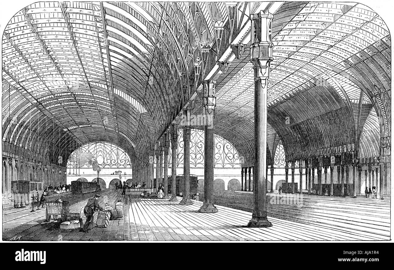 La gare de Paddington, Londres le terminus de la Great Western Railway, 1854. Artiste : Inconnu Banque D'Images