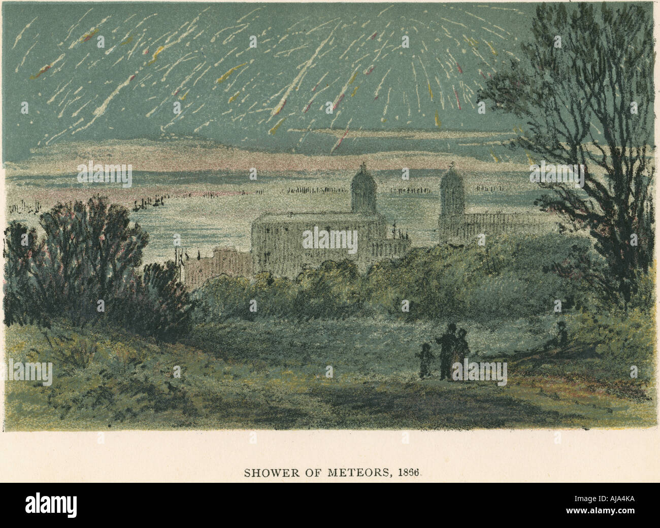 Douche de météores (Léonides) observé au cours de Greenwich, Londres, 1866 (1884). Artiste : Inconnu Banque D'Images