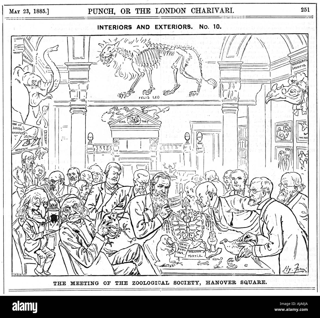 "La réunion de la Société Zoologique (Royal), Hanover Square, Londres, 1885'. Artiste : Harry Furniss Banque D'Images