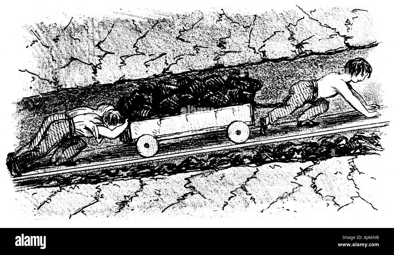 Putters 'Garçon' transport du charbon dans un étroit seam, Lancashire, Angleterre, 1848. Artiste : Inconnu Banque D'Images