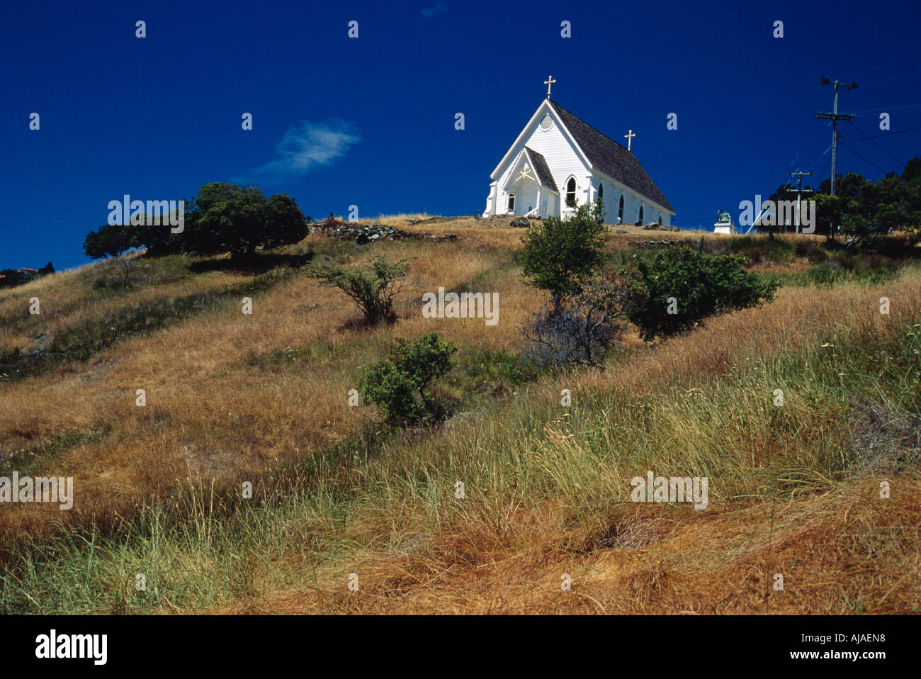 L'église blanche péninsule Tiburon Baie de San Francisco California USA Banque D'Images