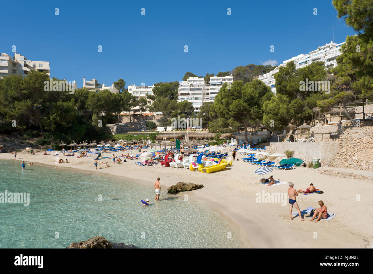 Plage principale, Illetas, Côte Sud, Mallorca, Espagne Banque D'Images
