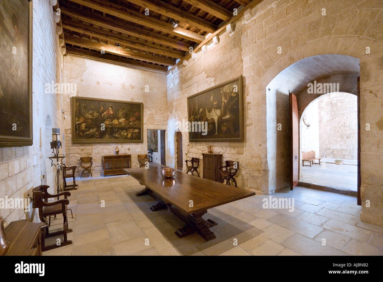 Chambre intérieure dans le Palau de l'Almudaina (Palais Royal), Centre historique de la ville, Palma, Majorque, Espagne Banque D'Images
