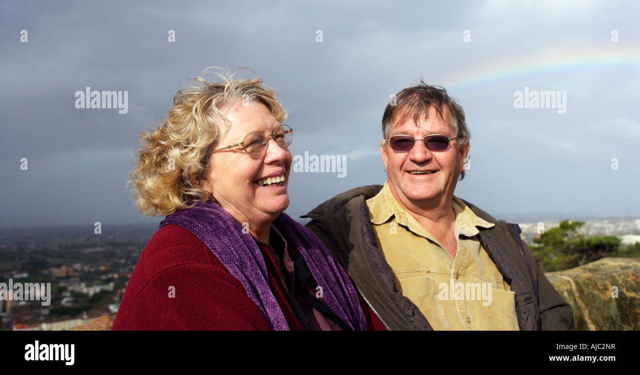 Couple Enjoying the View At Rhodes Memorial Banque D'Images