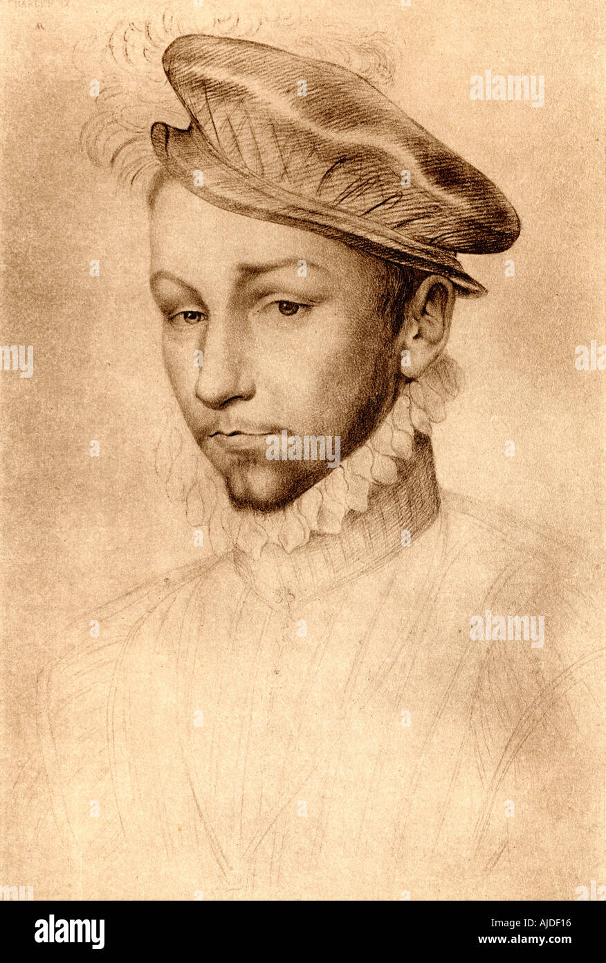 Charles IX, 1550 -1574. Roi de France. D'une gravure d'après un dessin d'un artiste inconnu. Banque D'Images