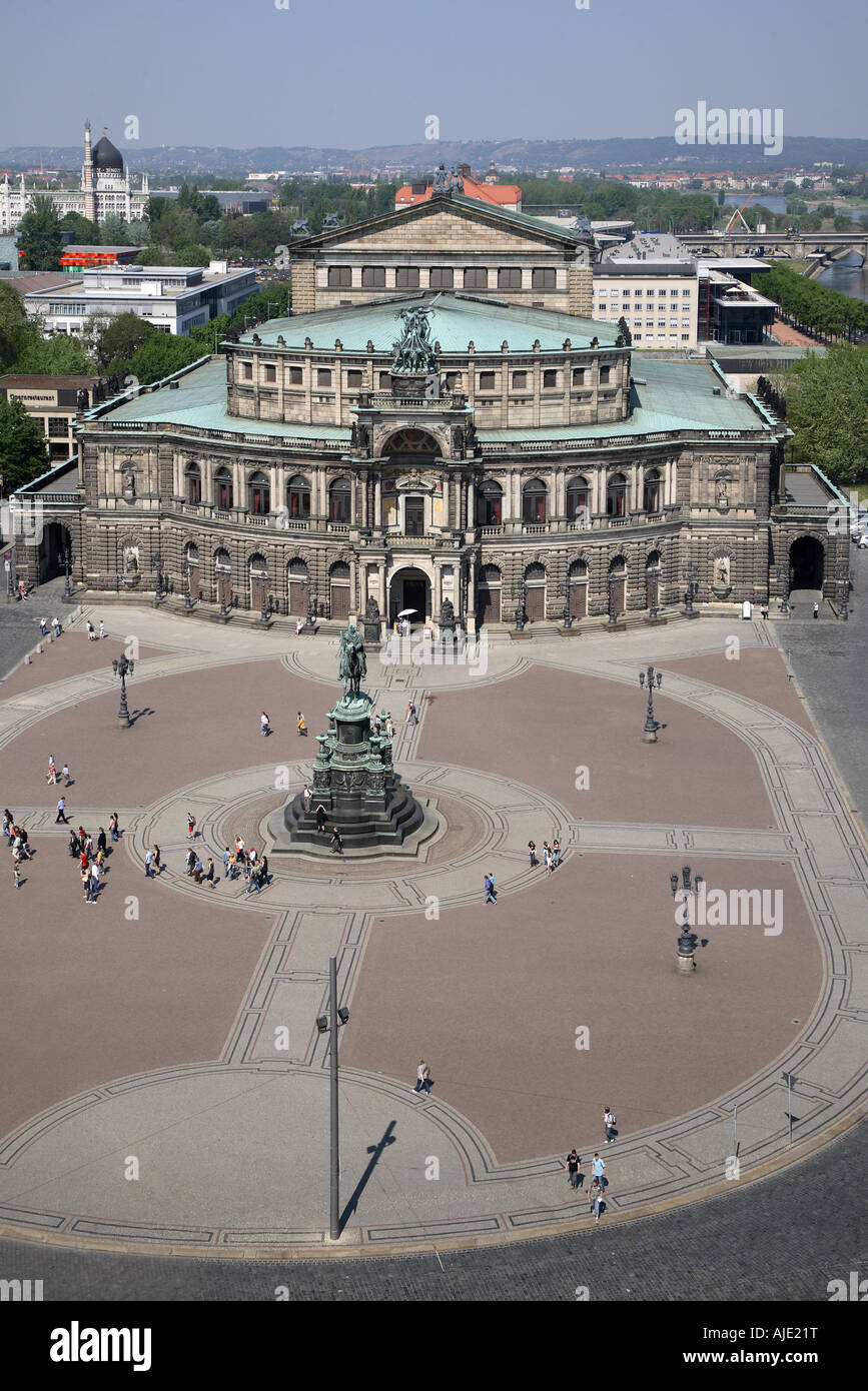 Sachsen Saxe Dresde Semper Oper Opera Théâtre Theaterplatz Platz Place Koenig Roi Johann Banque D'Images