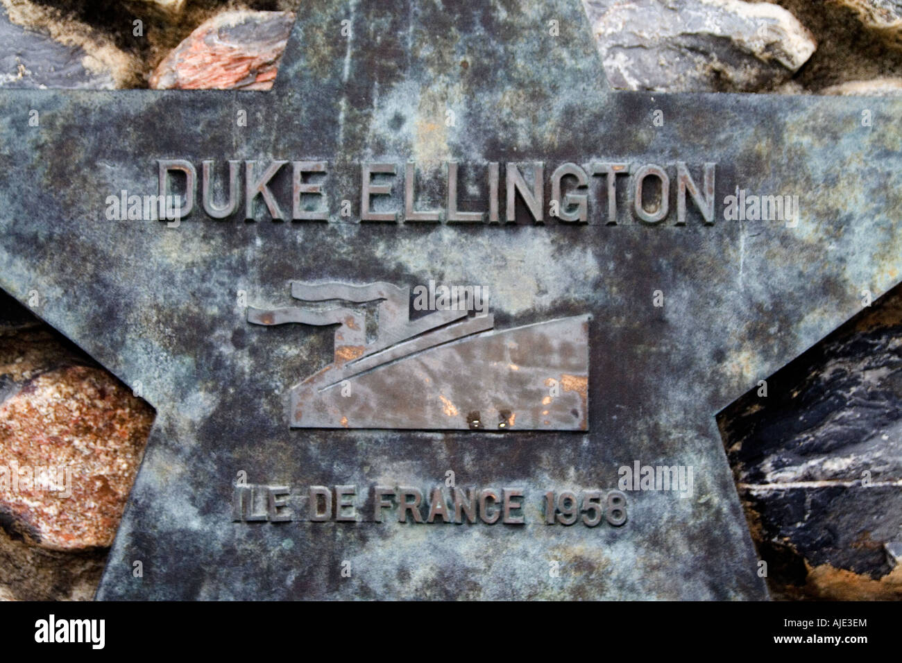 Étoile en laiton, commémorant, Edward Kennedy, Duke Ellington, compositeur américain, Pianiste, orchestre de jazz de 1923, né à Washington, basé à New York Banque D'Images