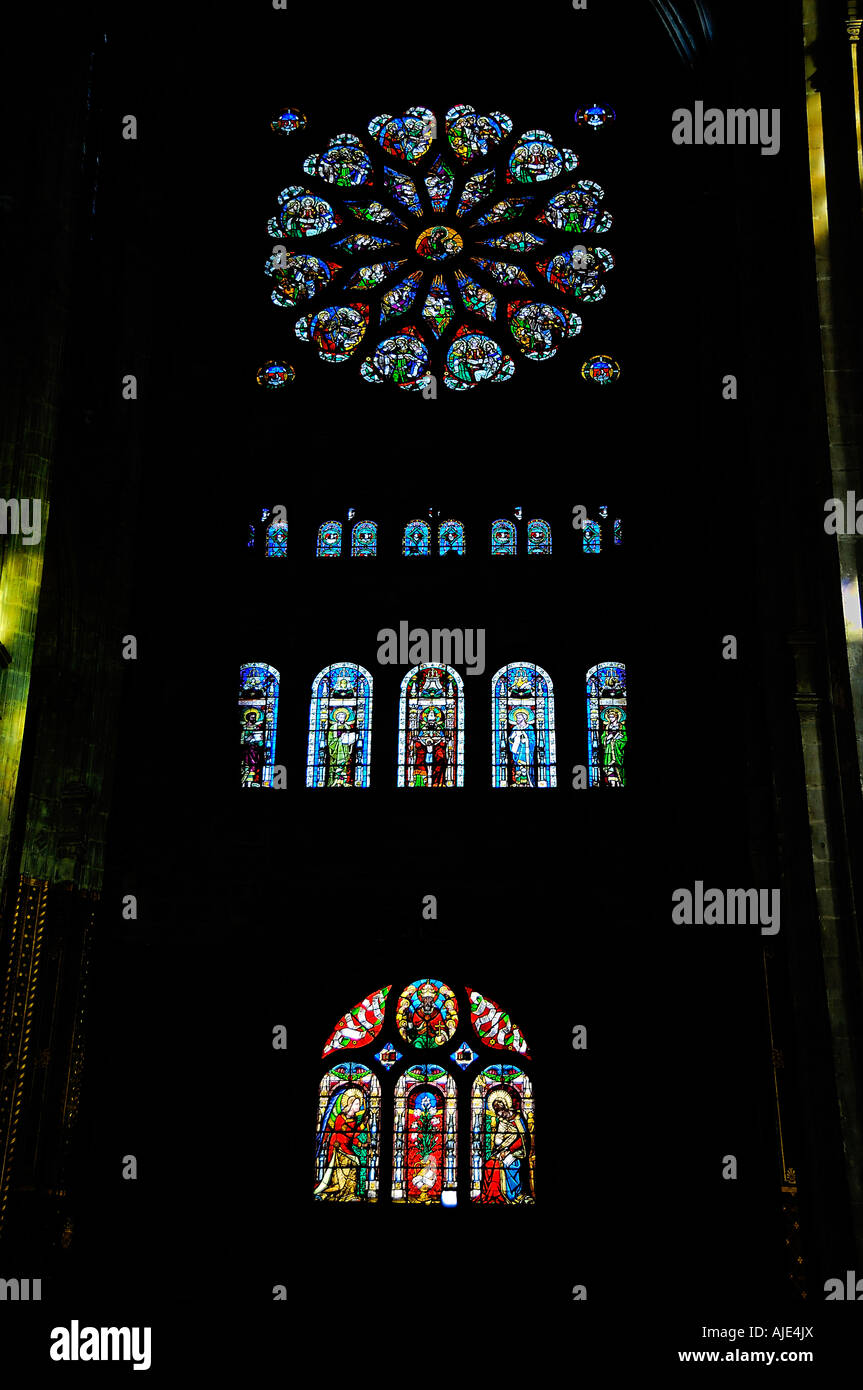 Vitraux de l'église St Eustache à Paris France Banque D'Images