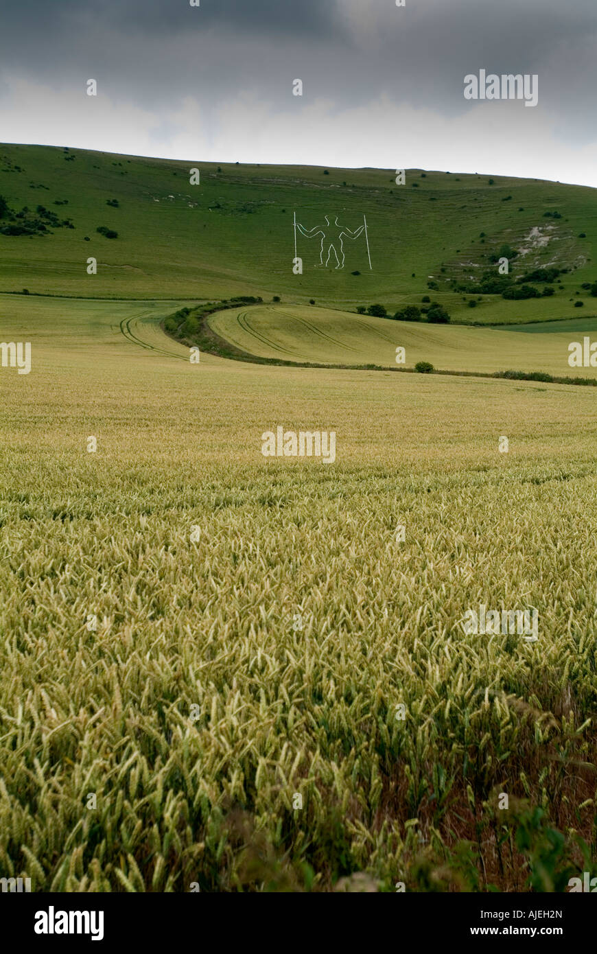 Le Long Man de Wilmington, East Sussex, Angleterre. Banque D'Images
