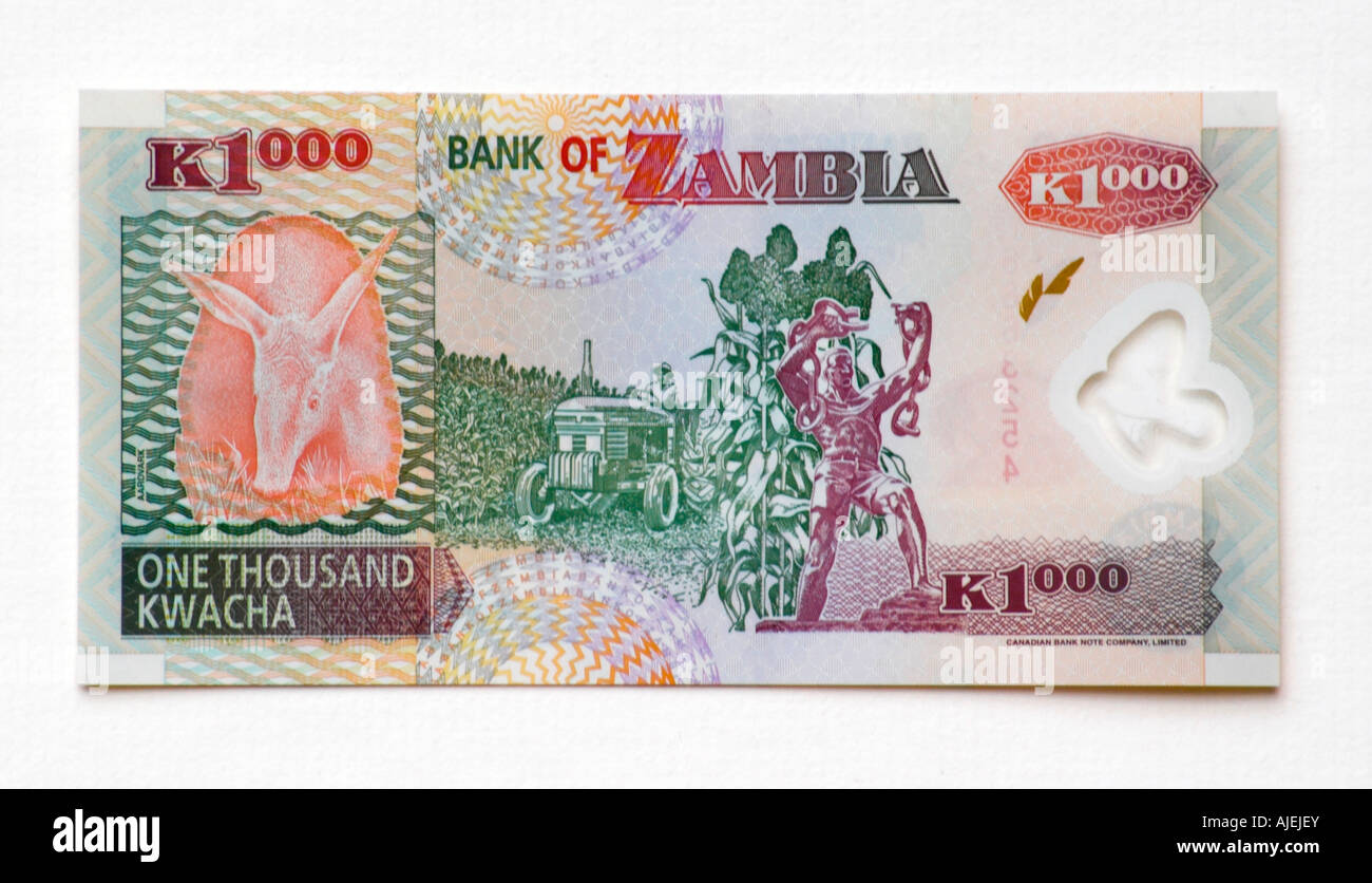 La Zambie Kwacha 1000 bank note Banque D'Images