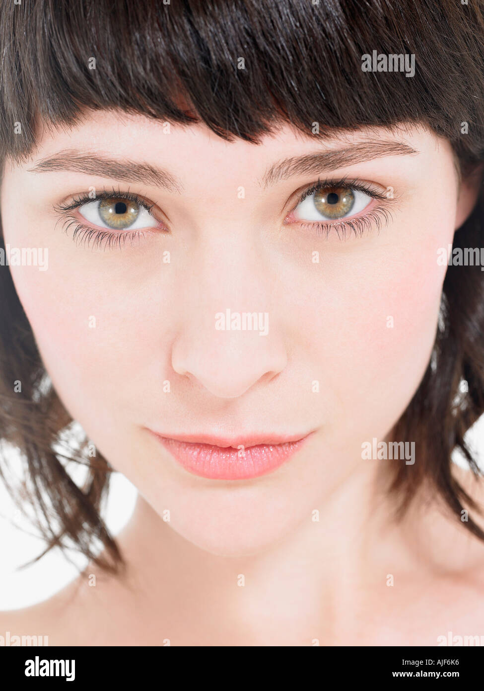 Jeune Brunette Woman, portrait, head shot Banque D'Images