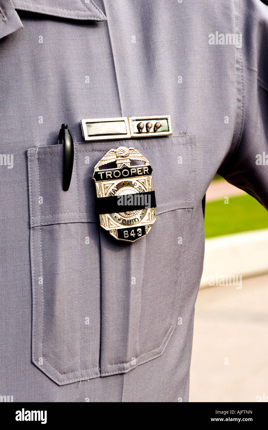 Close up d'un bouclier d'un agent de la patrouille routière de l'état de l'Ohio Coumbus OH Banque D'Images