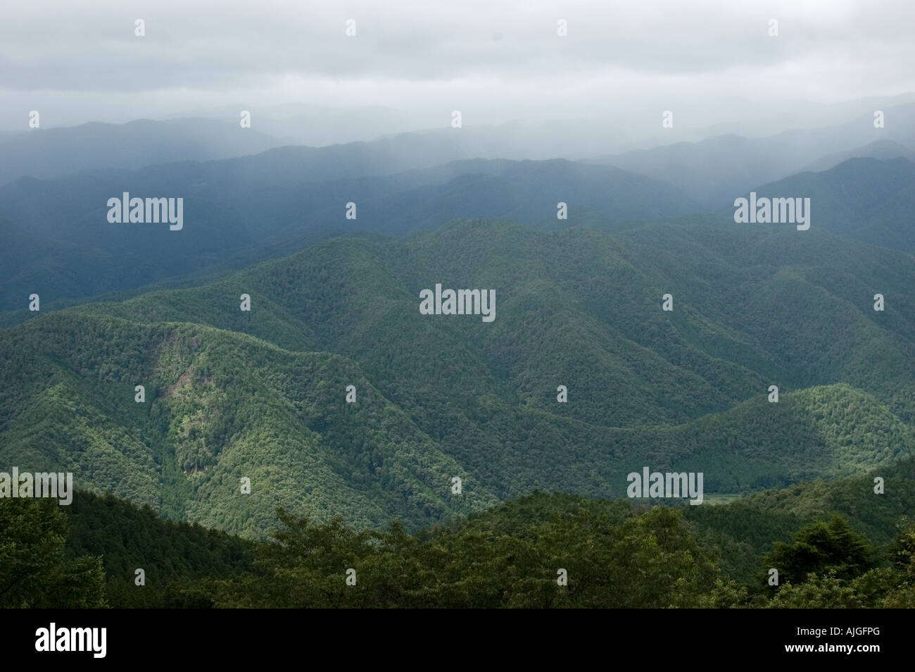 Vue depuis le mont Hieizan Hiei zan Kyoto au Japon Banque D'Images