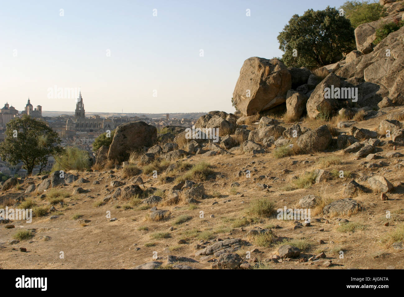 Skyline de Tolède Espagne avec la cathédrale de Tolède Banque D'Images