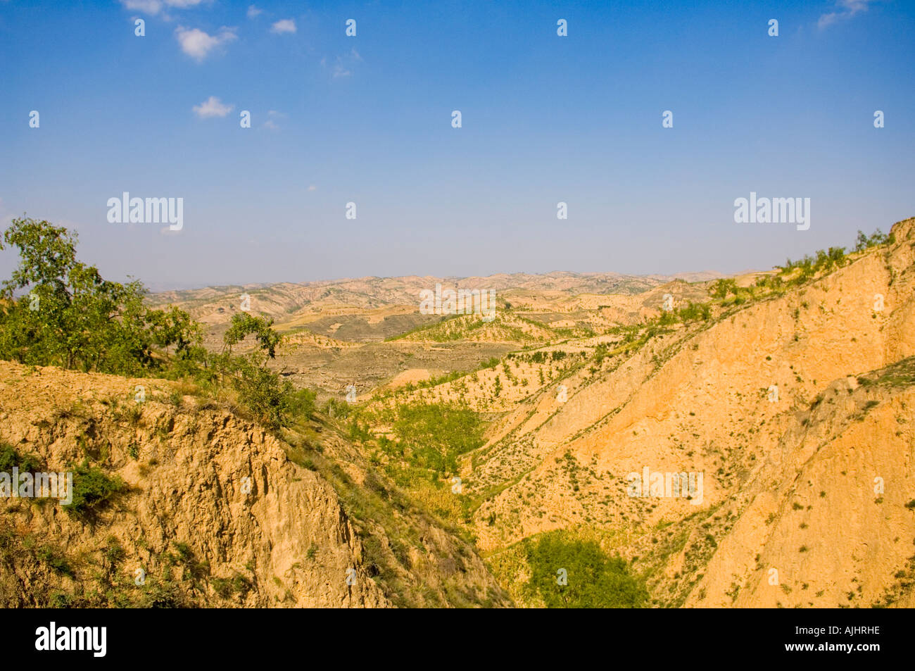 Plateau Huangtu loess sur le fleuve Jaune en Chine Banque D'Images