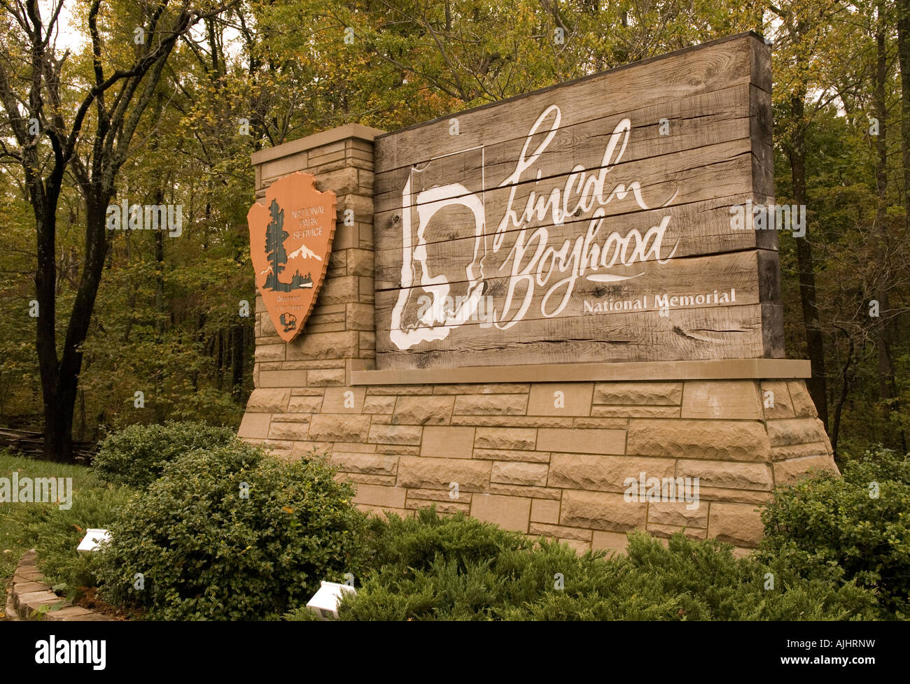 Lincoln Boyhood National Memorial Signer Lincoln City aux Etats-Unis Banque D'Images