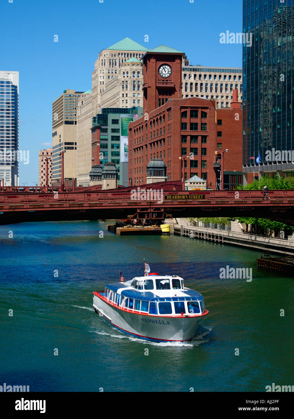 Bateau d'Excursion Wendella Dearbourn Street Bridge Banque D'Images