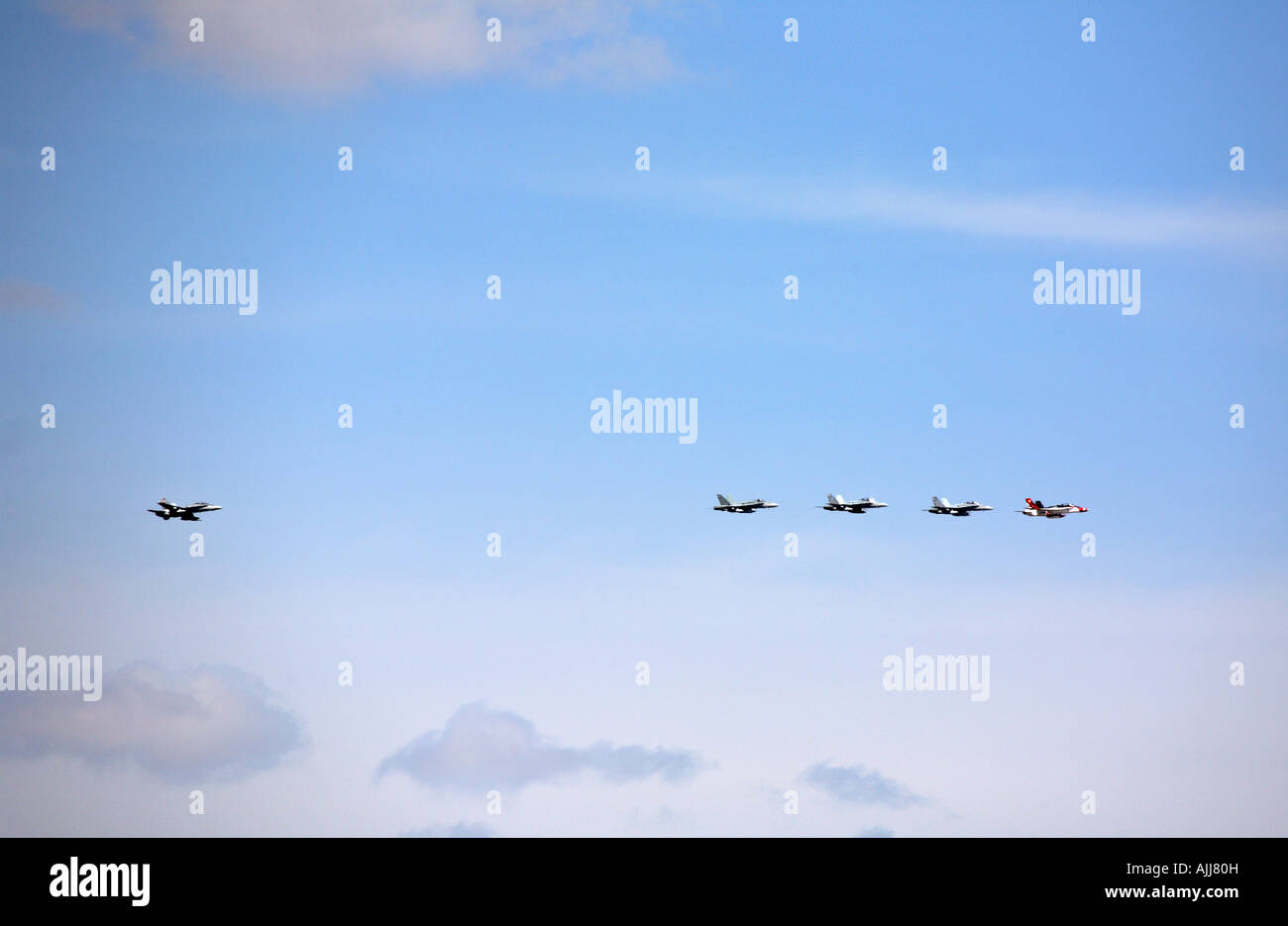 F 18 fighters vol en formation Banque D'Images