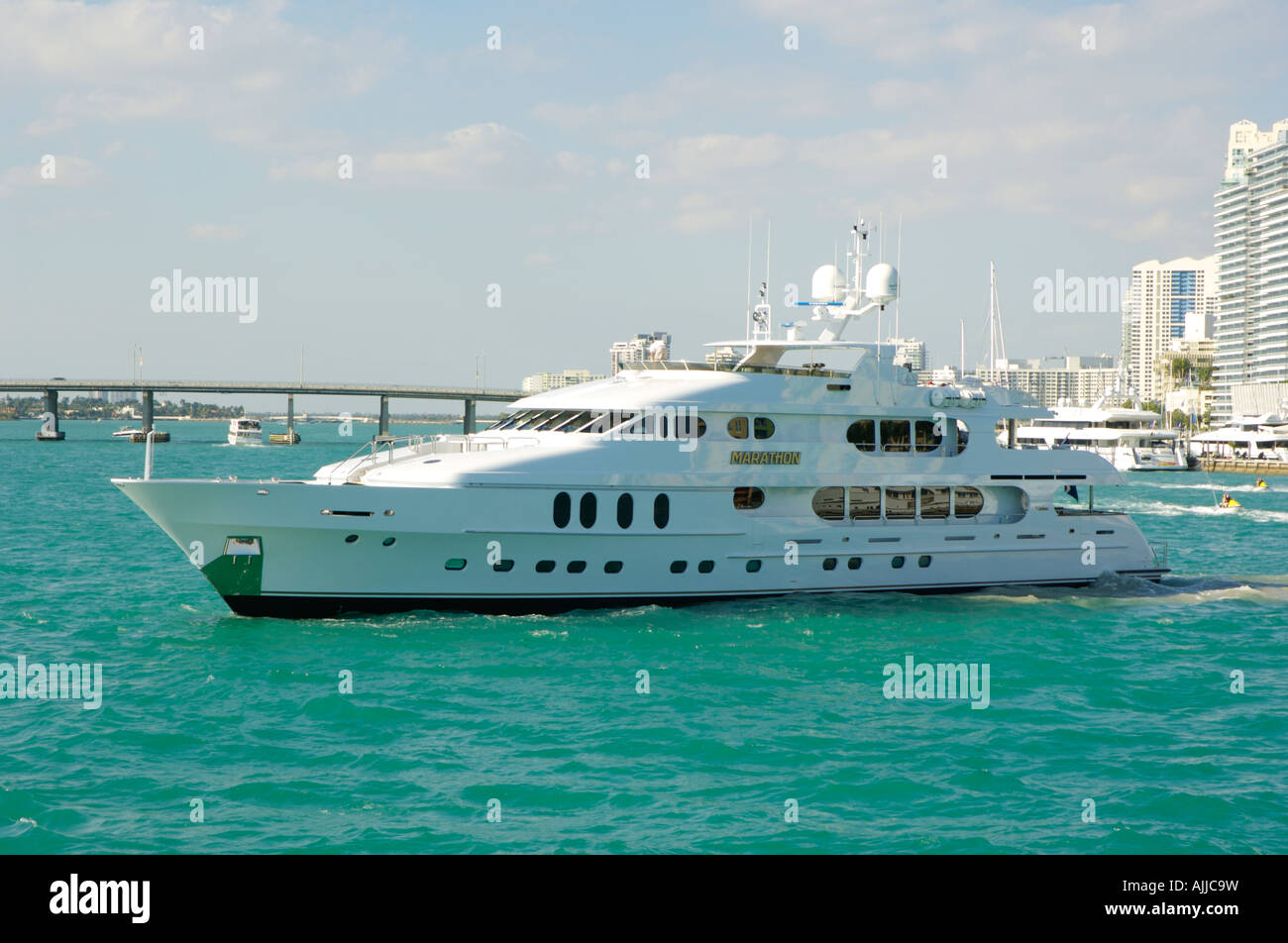 M/Y Marathon, une 164ft. Croisière yacht près du port de Miami, en Floride. Banque D'Images