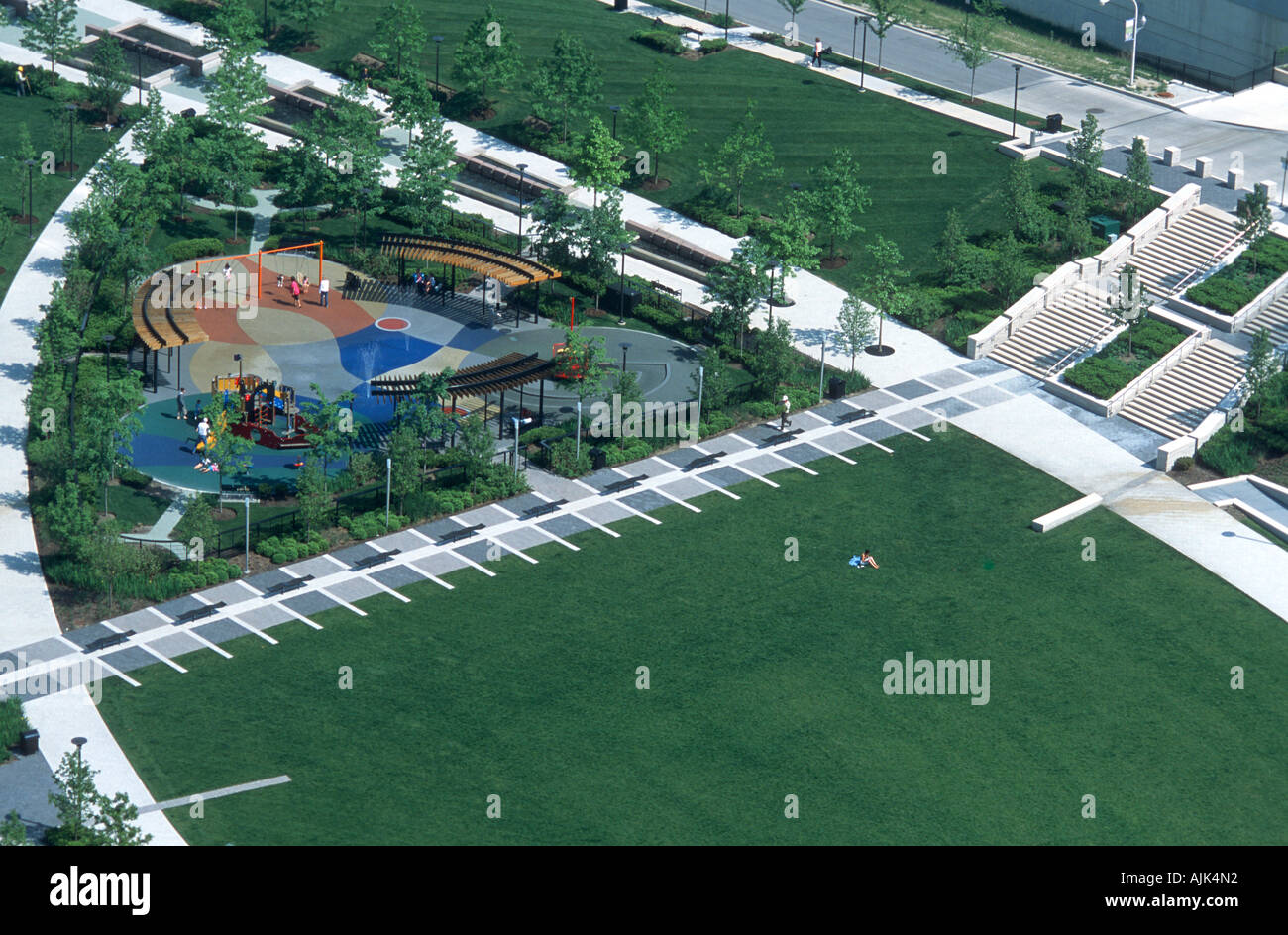 Espace vert sur Chicago's 'New East Side' Banque D'Images