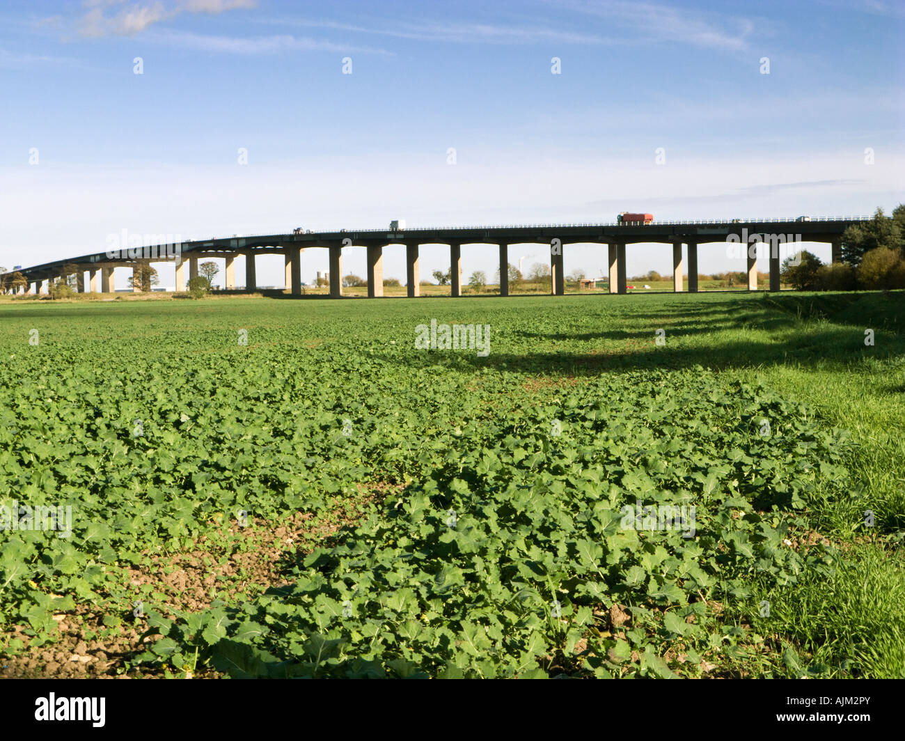 La section surélevée de l'autoroute M62 entre Howden et Goole East Yorkshire UK Banque D'Images