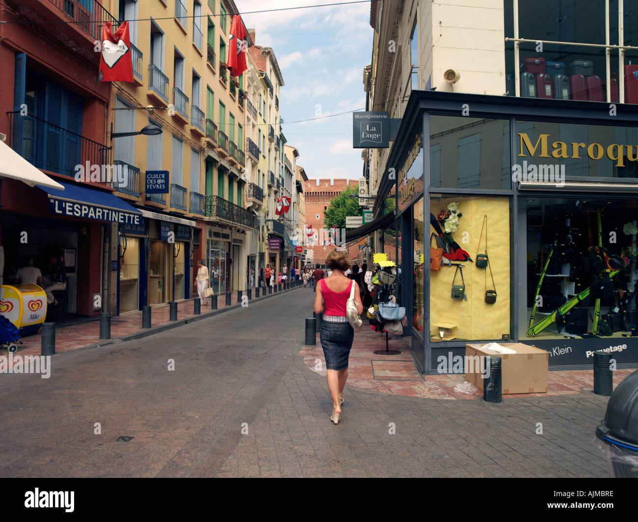 Perpignan France Shopping Street Banque D'Images