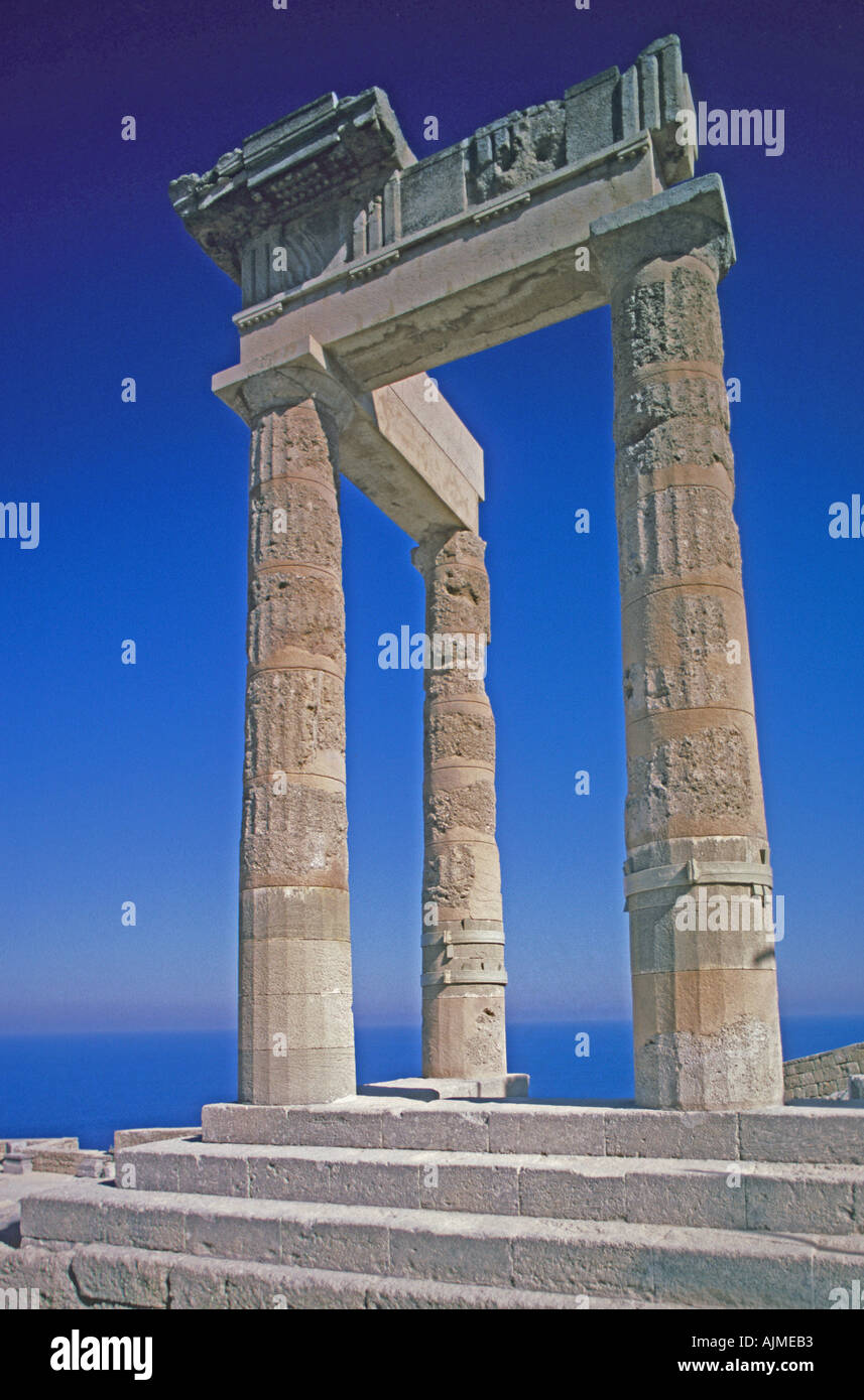 Grèce Acropole de Lindos Rhodes Banque D'Images