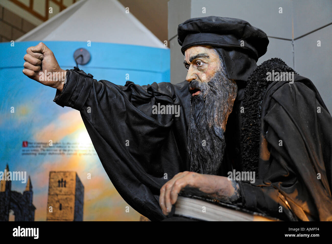 Mannequin de John Knox lors de l'exposition au Château de St Andrews, Écosse Banque D'Images
