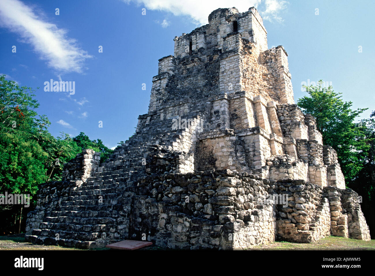 L'Chunyaxche ruines Mayas dans la biosphère de Sian Ka'an réserver dans l'état de Quintana Roo au Mexique. Banque D'Images