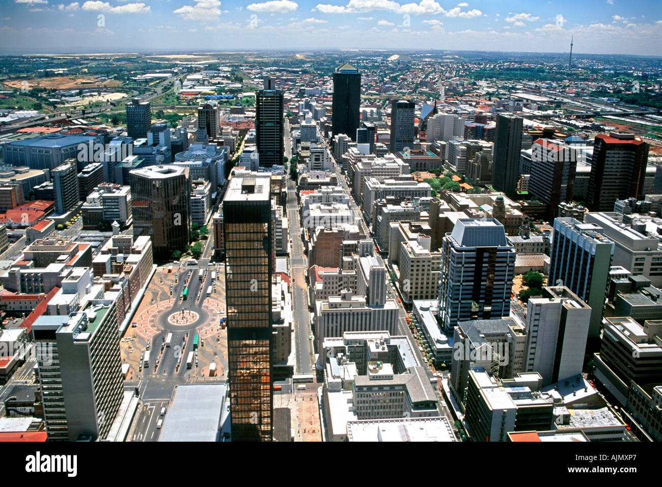 À l'ouest sur la ville de Johannesburg, du haut de la Carlton Centre en Afrique du Sud. Banque D'Images