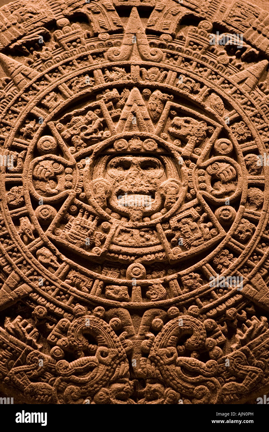 Piedra del Sol l'Atzech calendrier Musée d'anthropologie de Mexico Mexique 2005 Banque D'Images