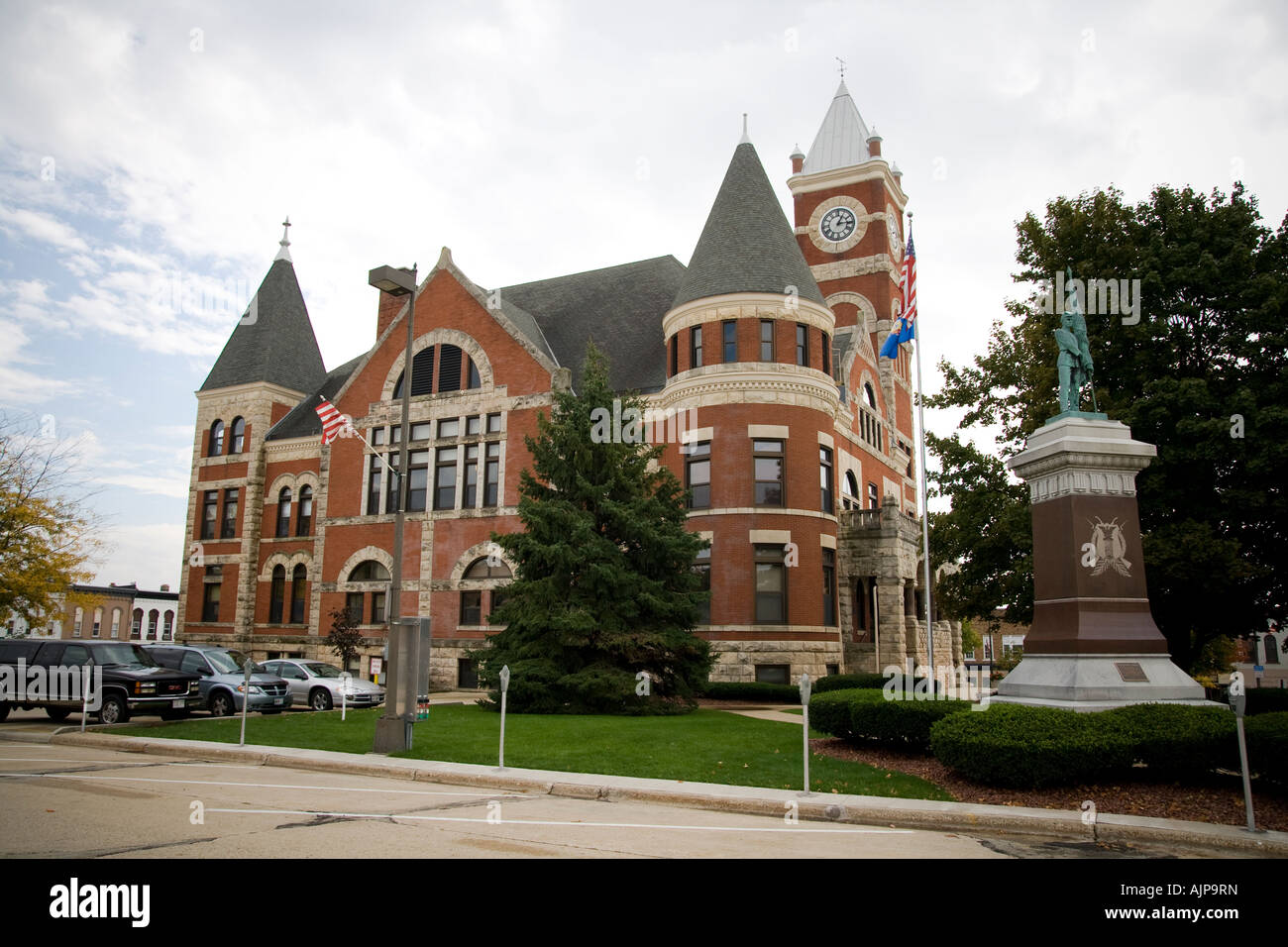 Palais de la place de l'hôtel de ville dans petite ville de Monroe Wisconsin USA Banque D'Images
