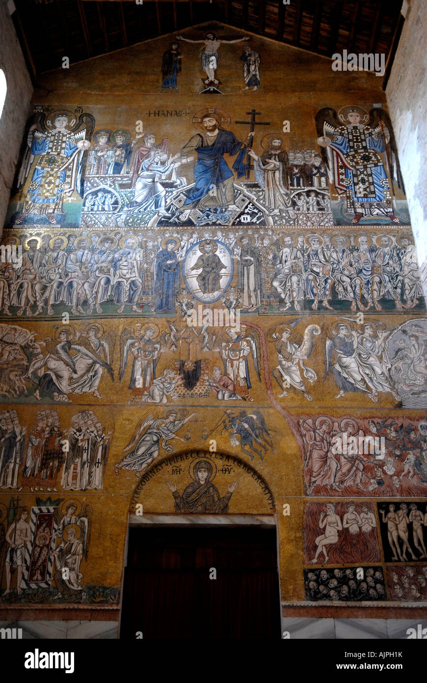 Jugement dernier mosaïques Byzance Cathédrale Santa Maria Torcello Venise Italie Banque D'Images