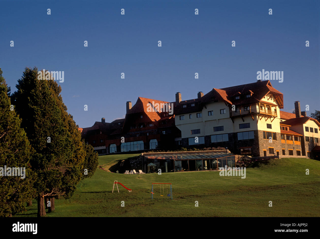 Llao Llao Resort et Golf Spa, chalet suisse-allemand, Leading Hotels of the world, Parc National Nahuel Huapi, en Argentine, en Amérique du Sud Banque D'Images