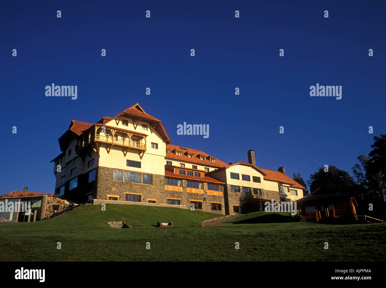 Llao Llao Resort et Golf Spa, chalet suisse-allemand, Leading Hotels of the world, Parc National Nahuel Huapi, en Argentine, en Amérique du Sud Banque D'Images