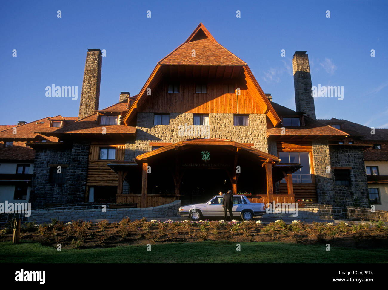 Llao Llao resort et golf spa, chalet suisse-allemand, Leading Hotels of the world, Parc national Nahuel Huapi, en Argentine, en Amérique du Sud Banque D'Images