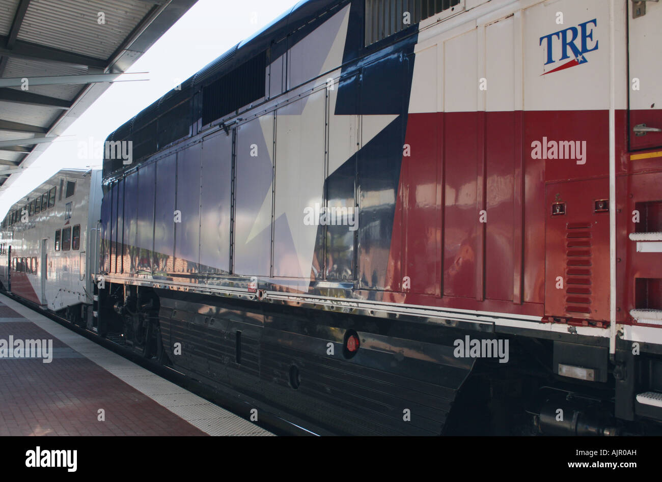 TRE Trinity Railway Express à la station Irving au Texas du Sud Octobre 2007 Banque D'Images