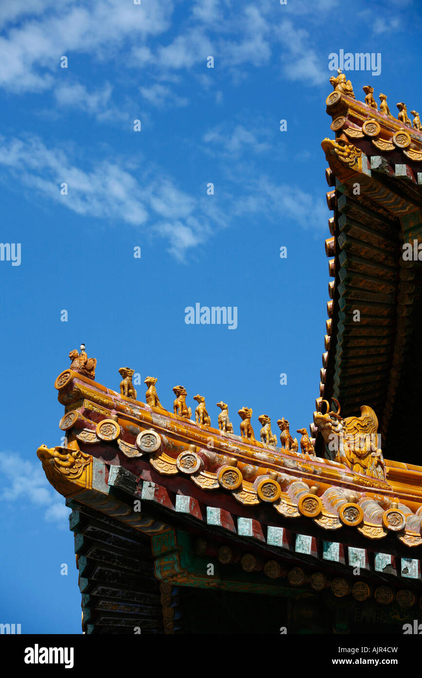 Détail d'un toit dans le Forbidden City Beijing Chine Banque D'Images