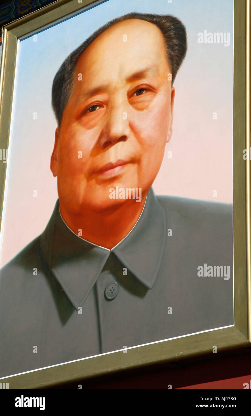 Portrait de Mao à la porte de la paix céleste de la Cité Interdite place Tiananmen Beijing Chine Banque D'Images