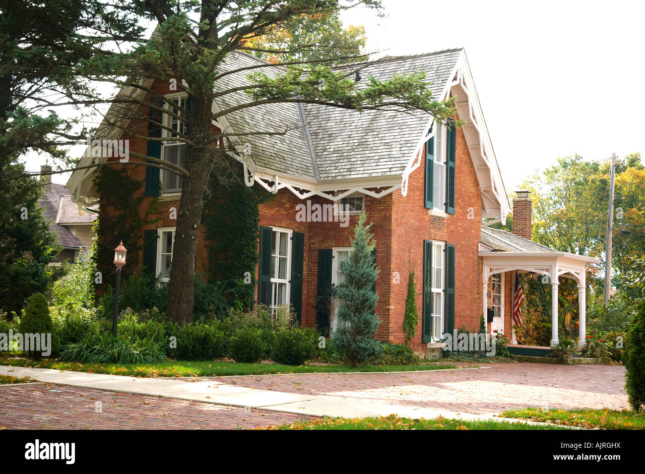 Old fashioned gingerbread house Monroe Wisconsin, États-Unis Banque D'Images