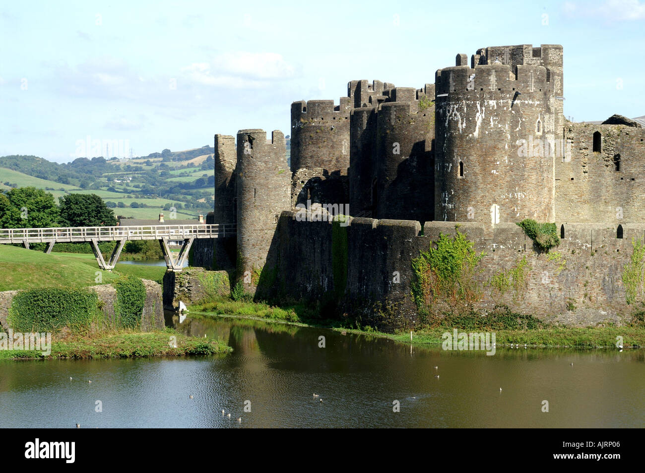 Vue sur château de Caerphilly Pays de Galles Royaume-Uni Grande-Bretagne Banque D'Images