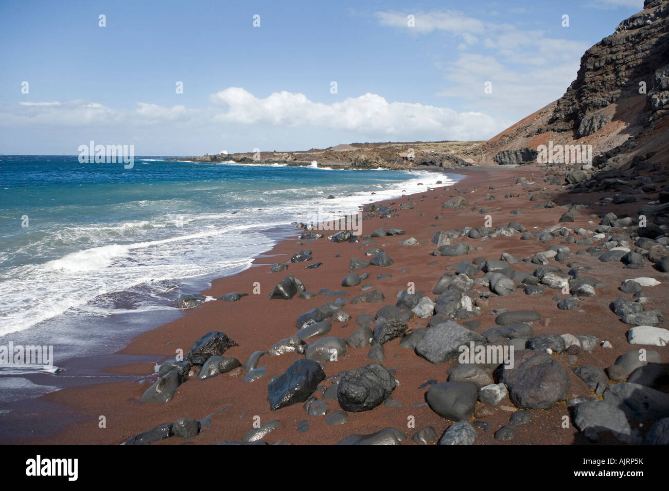 El Hierro, vue sur la plage Playa del Verodal. Banque D'Images