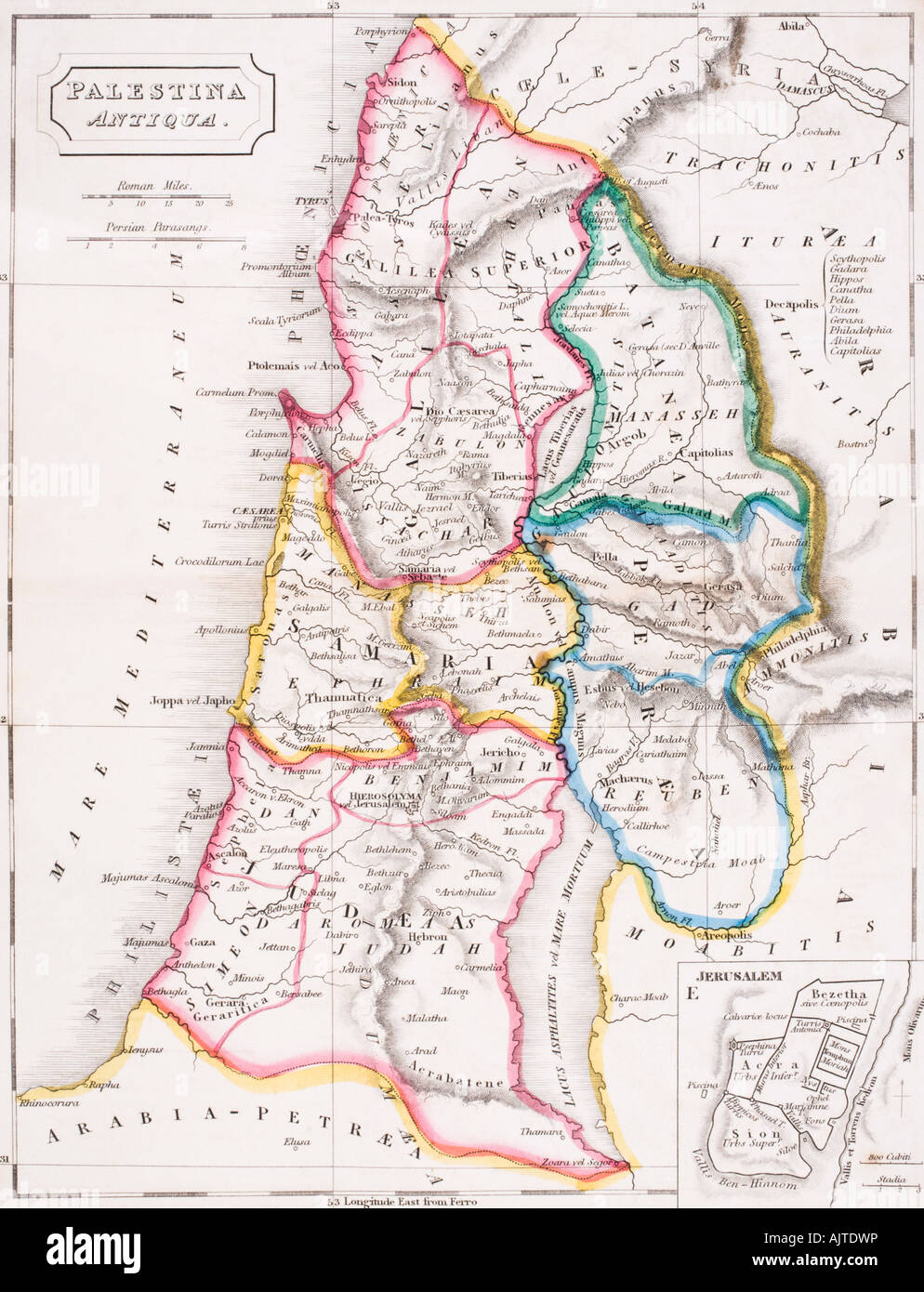 Carte de Palestine, Palestina Antiqua Banque D'Images